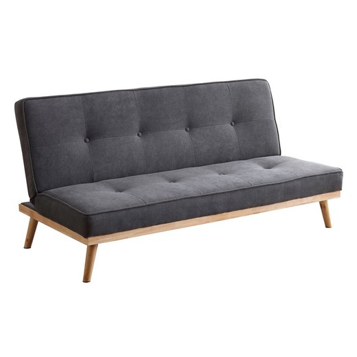 Sofá cama de tejido gris/natural, 180 x 83/115 x 75 cm | Fox