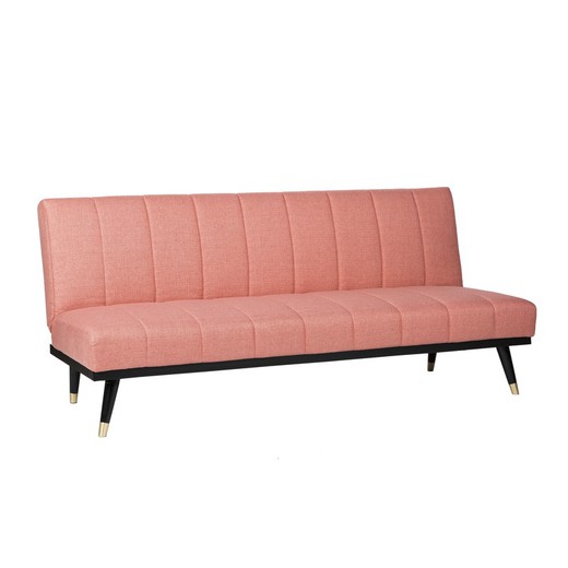Sofa rozkładana tapicerowana w kolorze różowym, 180x81x80 cm