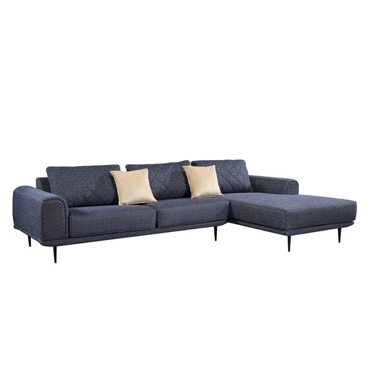Sofa mit Chaiselongue rechts Pärumm Abruzzo dunkelblau, 300 x (95/175) x 85 cm