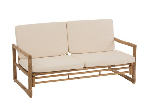 Sofá de 2 Plazas de Bambú Natural/Blanco, 150x80x71 cm
