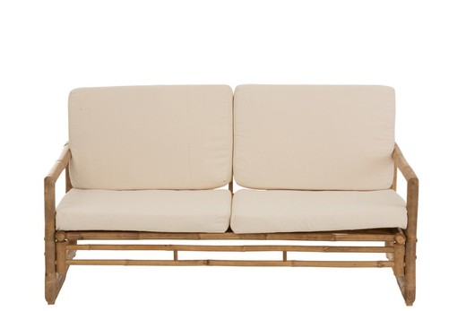 Sofa 2-osobowa bambusowa naturalna/biała, 150x80x71cm