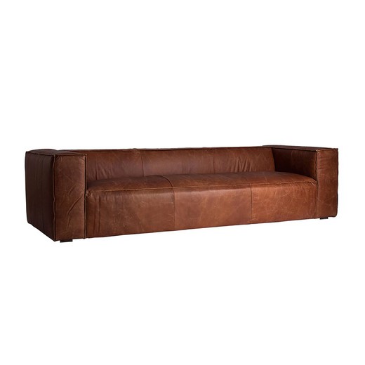 Δερμάτινος και ερυθρελάτης καναπές σε καφέ, 280 x 98 x 68 cm | Κούρζα