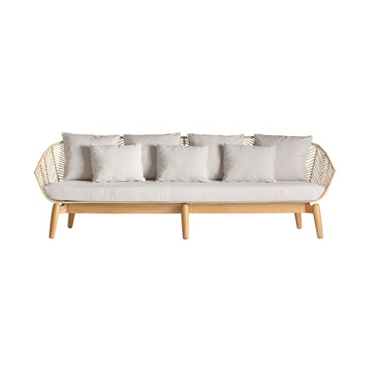 Mahoniowa sofa z drewna Plissé, 240x78x76cm