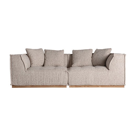 Two-piece modular sofa made of fabric and wood in beige, 248 x 124 x 84 cm | Vittel