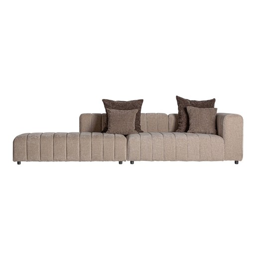 Modular sofa in beige velvet, 304 x 100 x 66 cm | Bautzen
