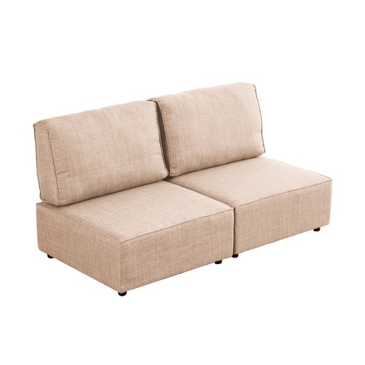 Αρθρωτός καναπές χωρίς χέρια σε μπεζ ξύλο και πολυεστέρα, 180 x 93 x 93 cm | mou