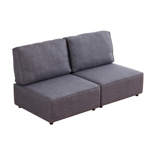 Modulär armlös soffa i grått trä och polyester, 180 x 93 x 93 cm | mou