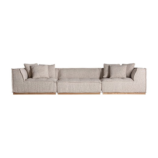 Three-piece modular sofa made of fabric and wood in beige, 372 x 124 x 84 cm | Vittel