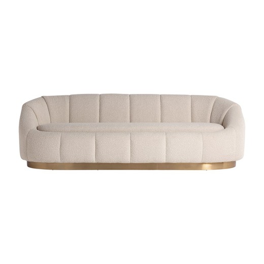 Thyez Bouclé-Sofa aus Bouclé-Baumwolle in Weiß/Gold, 225 x 93 x 74 cm