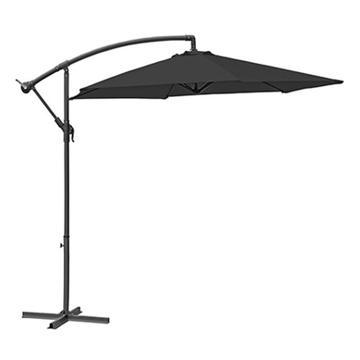 Στρογγυλή ομπρέλα από ανθρακί γκρι ατσάλι και πολυεστέρα, Ø300x240 cm