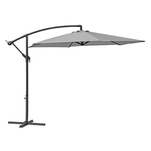 Okrągły parasol ze stali i szarego poliestru, Ø300x240 cm