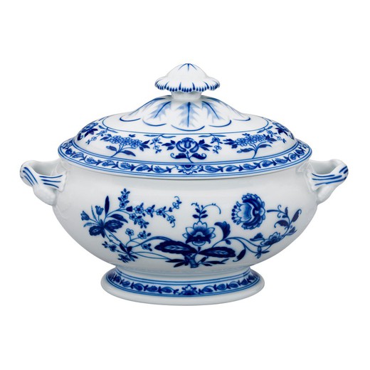 Porcelain tureen in blue, 33.2 x 21.6 x 23.5 cm | Margao