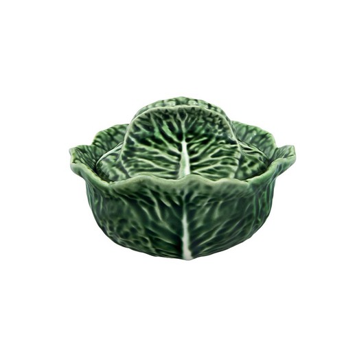 Individual soup tureen L made of earthenware in green, Ø 15.3 x 11.8 cm | Cabbage