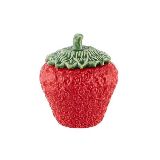 Soupière S en faïence rouge et vert, Ø 13,5 x 16,7 cm | Fraises