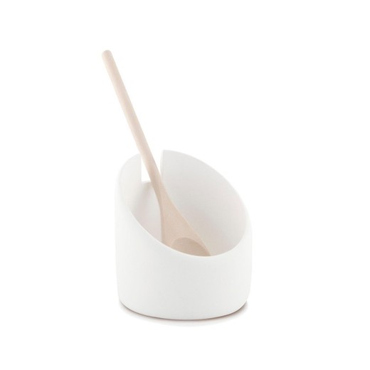 Porta cucchiaio in poliresina bianca, Ø10,5 x 18 cm