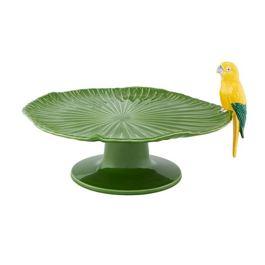 Earthenware cake stand in Green and yellow, 34 x 33.2 x 19.2 cm | Amazon