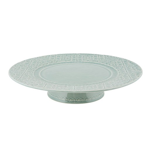 Large stoneware cake stand in sunrise blue, 34 x 34 x 7.5 cm | Rua Nova