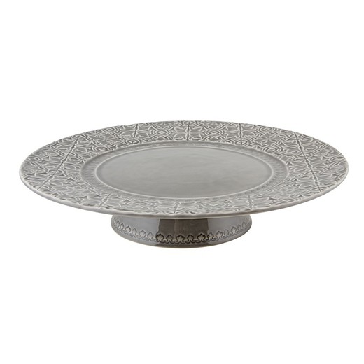 Soporte para tartas grande de loza en gris ceniza, 34 x 34 x 7,5 cm | Rua Nova