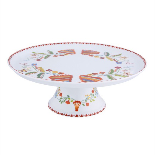 Grand présentoir à gâteau en porcelaine multicolore, 28,2 x 28,2 x 10,4 cm | Vila Verte