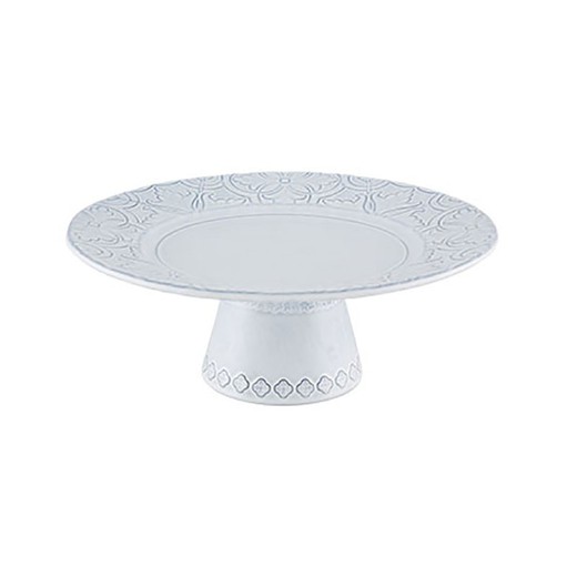 Soporte para tartas pequeño de loza en blanco envejecido, 28,7 x 28,7 x 10,3 cm | Rua Nova