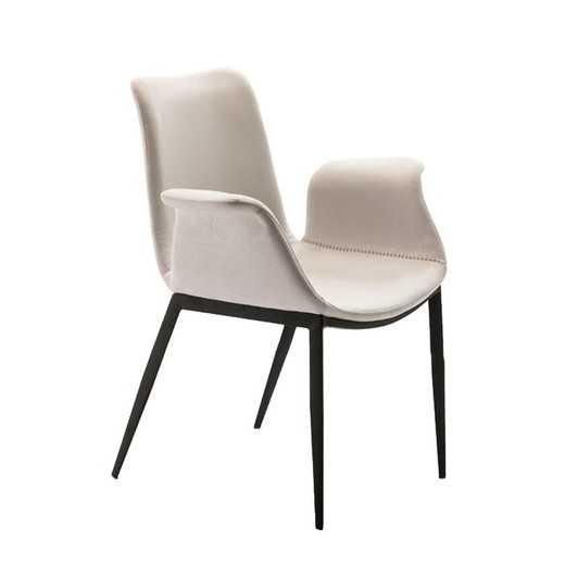 SOWA-fauteuil van schuim en wit metaal, 63x67x86 cm