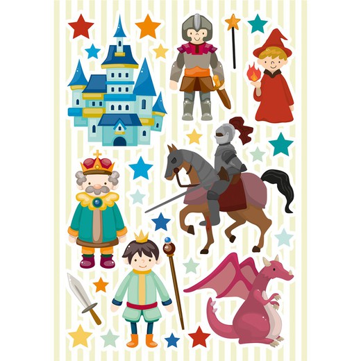 Stickers infantiles con diseño de caballeros, 48x68 cm