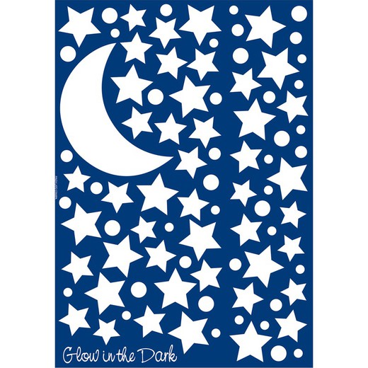 Stickers infantiles de tipo luminoso y diseño de estrellas, 48x68 cm
