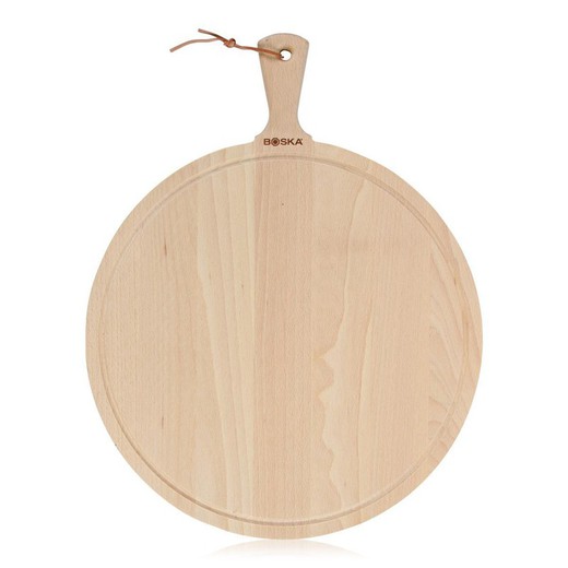Round serving table XL natural wood, 53.5x42x1.7 cm
