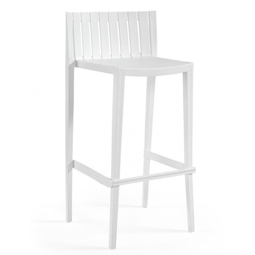 Chopin High Stool with Backrest in White Plastic, 50x45x99 cm
