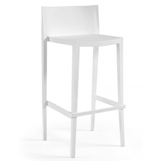 Sunny-99 High Stool with Backrest in White Plastic, 50x45x99 cm