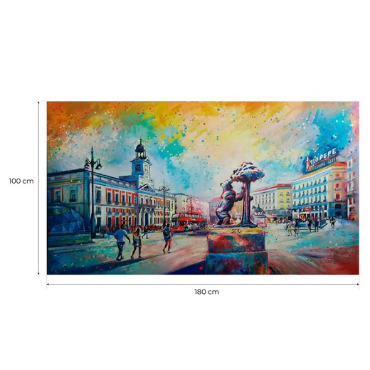Cuadro "El oso y el madroño" al óleo en multicolor, 140 x 4 x 70 cm | I love Madrid