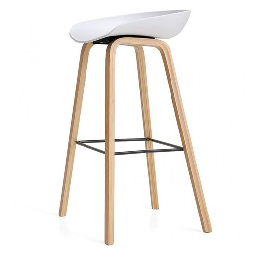 Dante High Stool in White/Beige Plastic and Metal, 41'5x43x85 cm