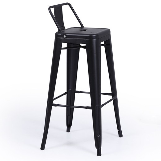 Wysoki czarny stołek stalowy, 42,5 x 43,5 x 93 cm | Tolix