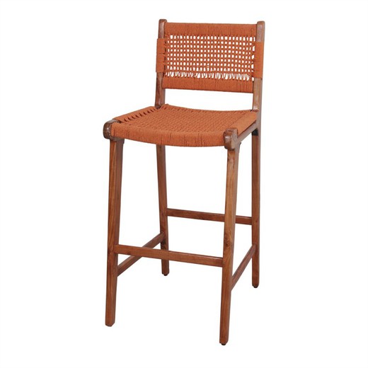 High orange wood and synthetic rope stool, 46 x 58 x 110 cm | patsy