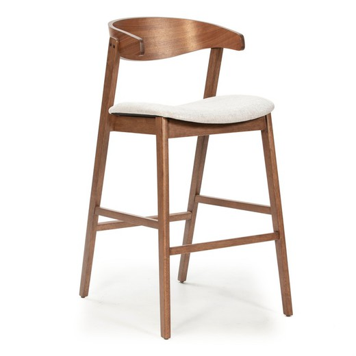 High wooden stool with walnut and light gray finish, 53 x 65 x 70/102 cm