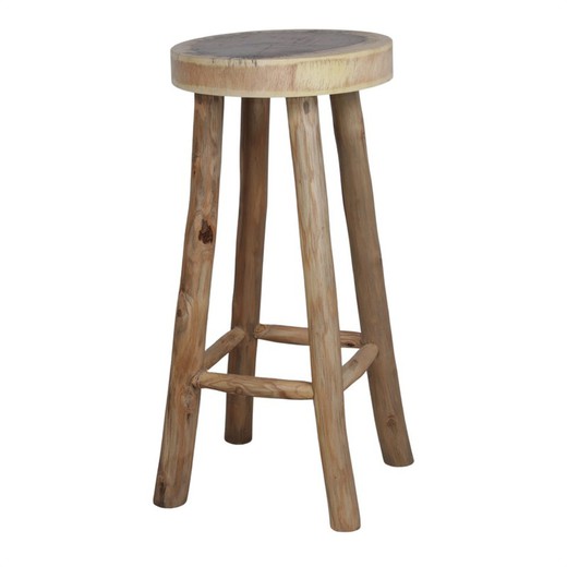 High stool in natural tropical wood, Ø 40 x 72 cm | drifting