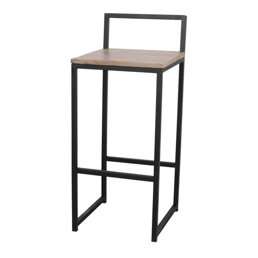 High stool in wood and steel in black and natural, 39 x 40 x 88 cm | inalameda