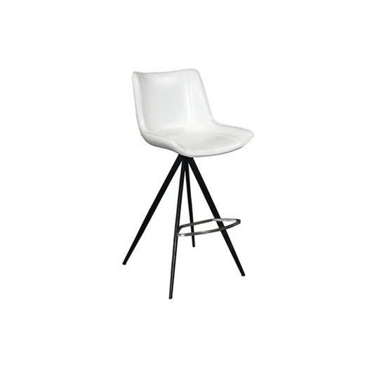 Wysoki stołek samoa z metalu i skóry ekologicznej, biały, 50x58x107cm