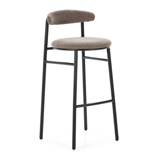 High stool in metal and grey/black fabric, 44 x 46 x 94 cm