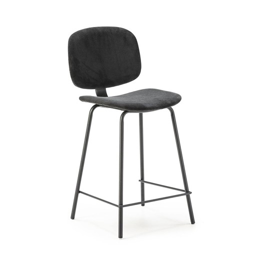 Tabouret haut en velours côtelé noir, 44 x 50 x 98 cm | Arus