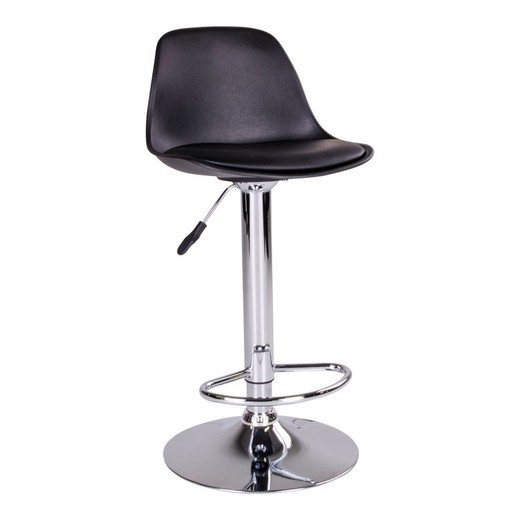 Faux leather bar stool in black and chrome, 41 x 39 x 104 cm | Trndheim