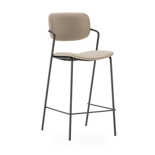 Faux Leather Bar Stool in Taupe, 46.5 x 51 x 97 cm | Maika