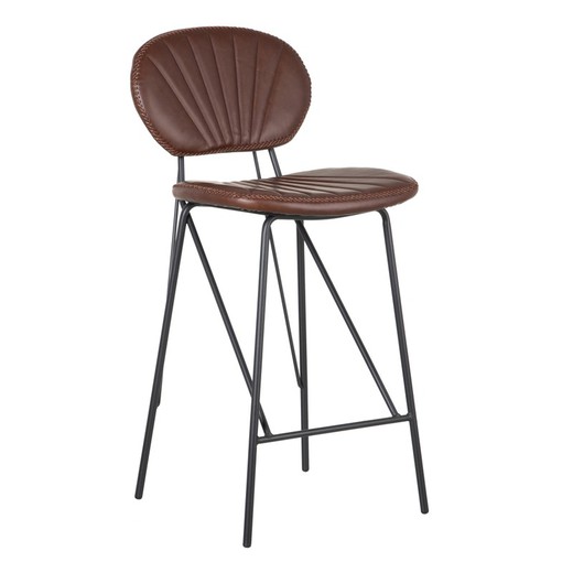 Tall brown and black metal and faux leather stool, 44 x 50.5 x 97 cm