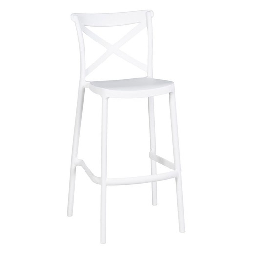 Wysoki biały stołek z polipropylenu, 52,5 x 44,9 x 107 cm