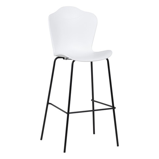 High black and white polypropylene and metal stool, 54 x 46 x 113 cm