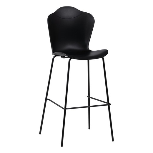High black polypropylene and metal stool, 54 x 46 x 113 cm
