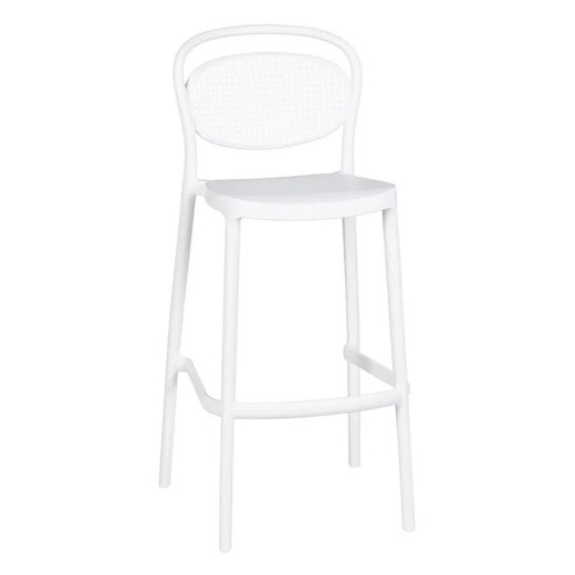 Wysoki biały stołek z polipropylenu, 52,5 x 43,5 x 106 cm