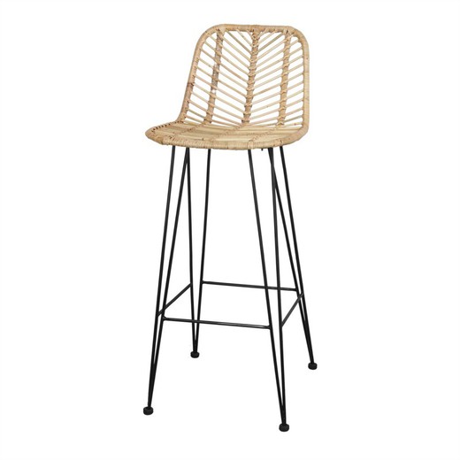 High rattan and steel stool in natural, 41 x 49 x 104 cm | medea