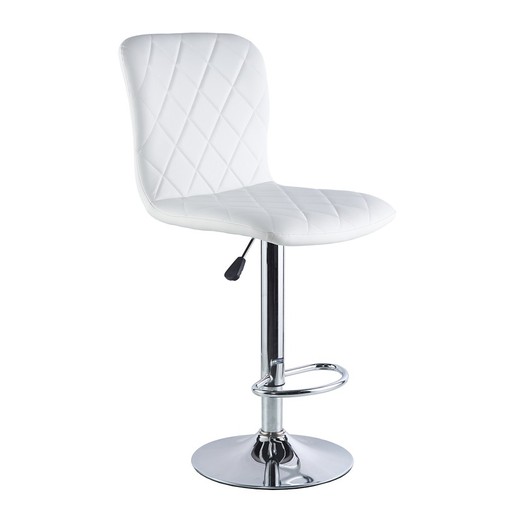 High stool in white/silver imitation leather, 48 x 52 x 98/120 cm | Britain
