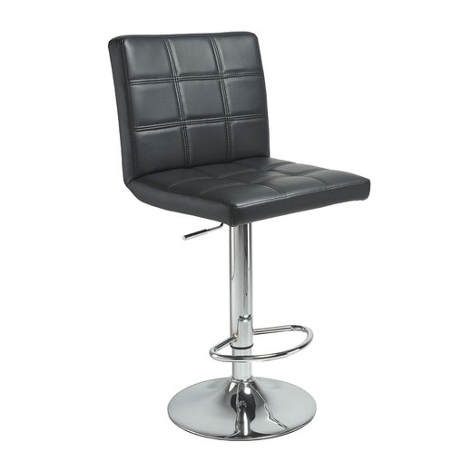 High stool in black/silver imitation leather, 45 x 45 x 93/115 cm | Pub